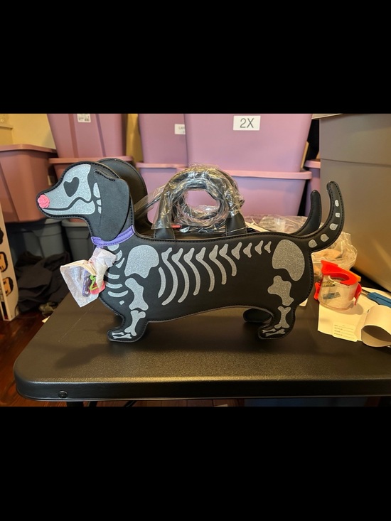 Betsey Johnson Handbags - Betsey Johnson Black Crossbody Dachshund Skeleton Bag with Silver Accents